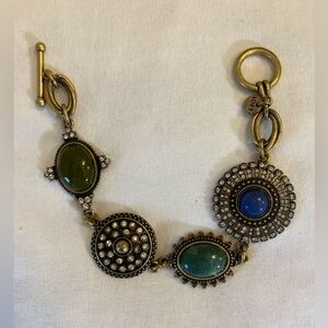 Loft Bracelet with Cabochon and Rhinestones Toggle Clasp